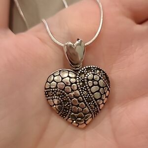Marcasite and sterling silver heart necklace